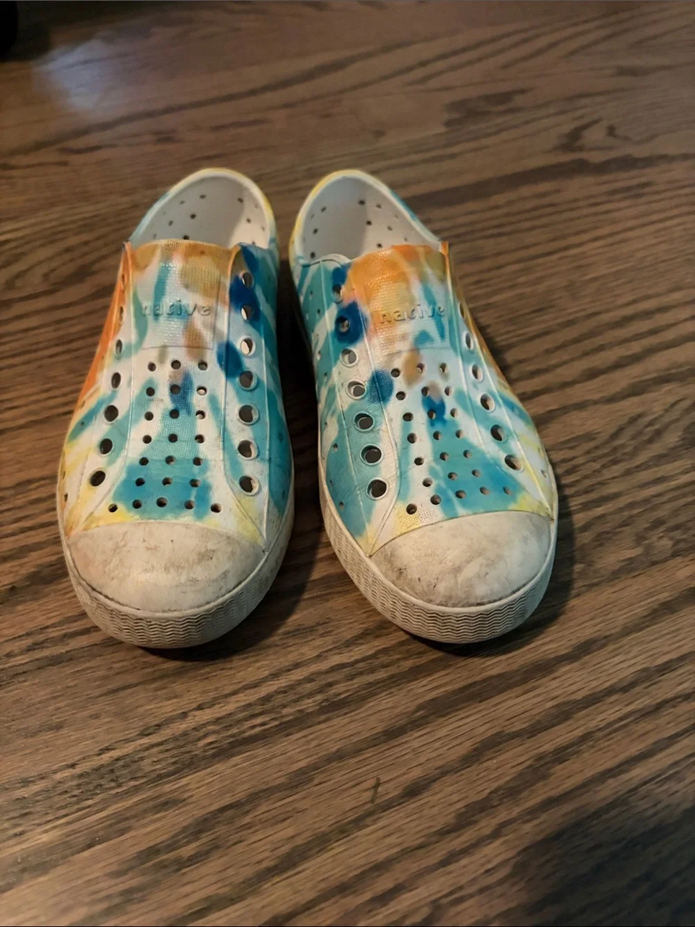 Native Kids Tie-Dye Slip-On Water Shoes - Blue & Orange